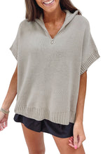 Light Grey Quarter Zip Short Batwing Sleeve Sweater