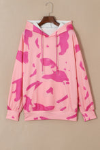 Peach Blossom Tie Dye Kangaroo Pocket Drawstring Hoodie