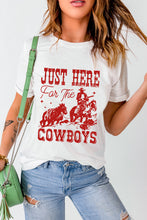 White JUST HERE For THE COWBOY Cuffed Sleeve Crew Neck T Shirt