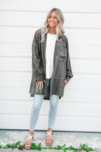 Duffel Green Eyelet Pattern Patchwork Oversized Button Up Shacket