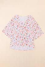 Pink Printed 3/4 Dolman Sleeve Plus Size Blouse