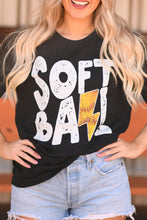 Black SOFT BALL Chic Letter Graphic T Shirt