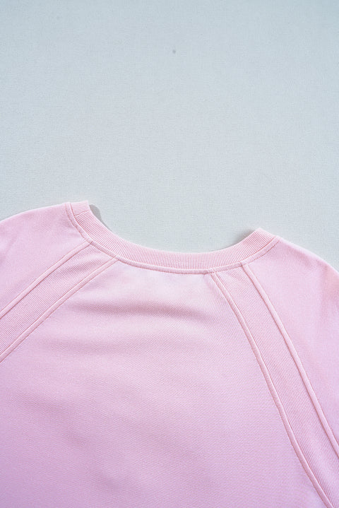 Pink Hugs and Kisses Pop Up Embroidered Raglan Sleeve Sweatshirt