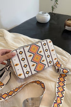 White Western Aztec Print PU Leather Square Single Shoulder Bag