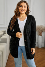 Black Front Pocket and Buttons Closure Cardigan