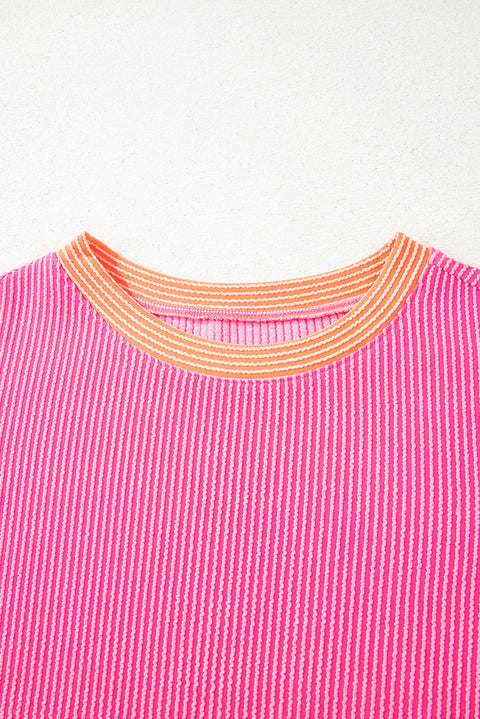 Multicolour Corded Colorblock Crewneck Tee