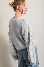 Parchment Cable Knit Sleeve Drop Shoulder Sweater