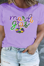 Orchid Petal mardi gras Flower Patched Graphic Plus Size T Shirt