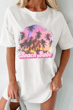 White Beach Babe Half Sleeve Graphic Tunic T Shirt