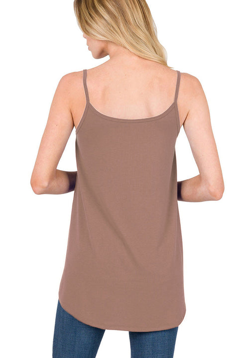 Pitaya Pink Spaghetti Strap V-Neck Flowy Tunic Tank Top