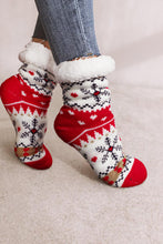 Fiery Red Christmas Pattern Plush Lined Winter Socks