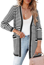 Black Stripe Long Sleeve Button up Tunic Cardigan