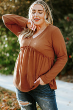 Plus Size Ruffled Waffle Knit Top