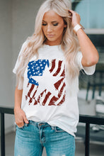 American Flag Star Graphic Print Crew Neck T Shirt