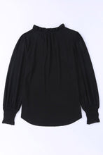 Frill V Neck Puff Long Sleeve Top