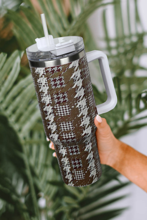 Fiery Red Houndstooth Pattern Stainless Steel Tumbler 40oz