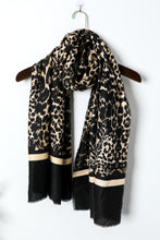 Black Leopard Printed Raw Edge Warm Scarf