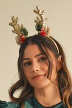 Gold Christmas Reindeer Sequined Bell Headband