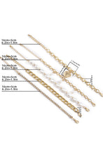 Gold Heart Pendant Pearl Rhinestone Chain Bracelet Set