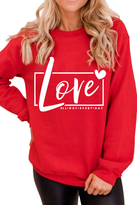 Heart Shaped Embroidered Pullover Sweatshirt