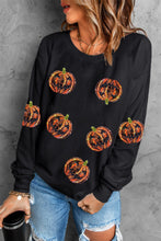 Gráfico de calabaza de Halloween con lentejuelas negras Sudadera sin capucha 