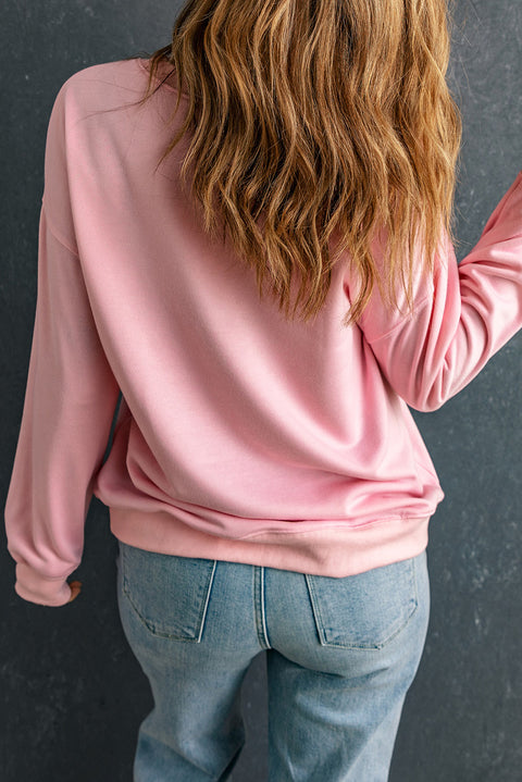 Pink PUMPKIN SEASON Crew Neck Drop Shoulder Sweatshirt