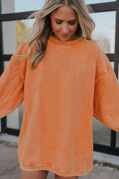 Orange JOLENE Ribbed Corded Oversized Sweatshirt