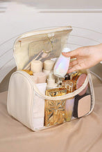 Beige TASTY Print Handle Inside Pocket Clear Makeup Bag