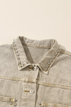 Pink Rivet Studded Pocketed Denim Jacket