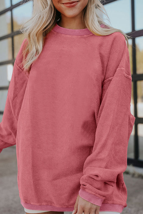 Orange JOLENE Ribbed Corded Oversized Sweatshirt