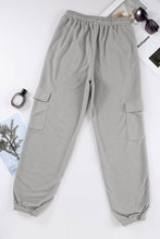 Gray Waffle Texture Cargo Pocket Jogger Pants