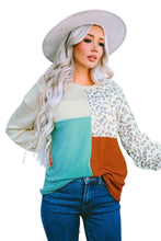 Patchwork Color Block Ribbed Long Sleeve Top