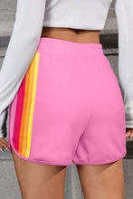 Bonbon Color Block Stripes Elastic High Waist Active Shorts