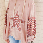 Delicacy Floral Patchwork Star Pattern Drawstring Hoodie