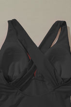 Black Deep V Neck Crossover Backless Ruched High Cut Monokini