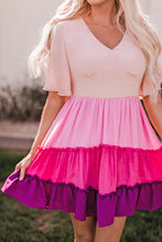 Ombre Colorblock Tiered Dress