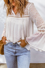 Lace Crochet Hollow Out Swiss Dot Blouse