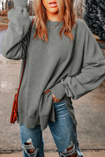 Grapefruit Orange Drop Shoulder Ribbed Trim Oversized Sweatshirt