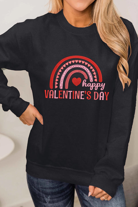 Heart Shaped Embroidered Pullover Sweatshirt