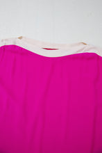 Rose Red Oversized Color Block Boat Neck Tunic Blouse