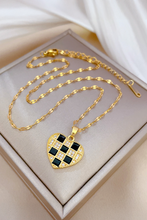 Gold Checker Heart Shape Pendant Necklace