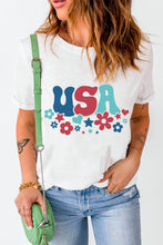 White USA Flower Graphic Tee