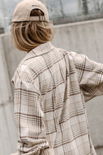 Khaki Plaid Removable Hood Buttoned Shacket