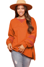 Carrot Fleece Patchwork Side Slits High Low Sweatshirt