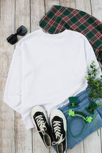 White lucky Clover Sequin Graphic Drop Shoulder Sweatshirt