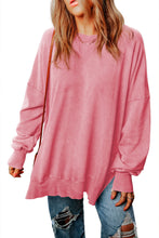 Grapefruit Orange Drop Shoulder Ribbed Trim Oversized Sweatshirt