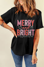 Black MERRY and BRIGHT Crew Neck Christmas Graphic Tee