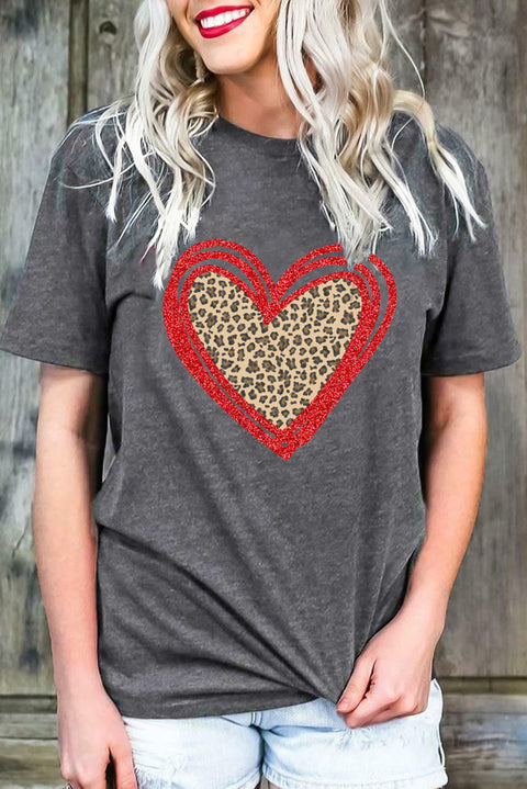 Camiseta con estampado de corazón y lentejuelas