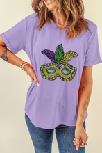 Wisteria Mardi Gras Mask Graphic Crew Neck Festival T Shirt