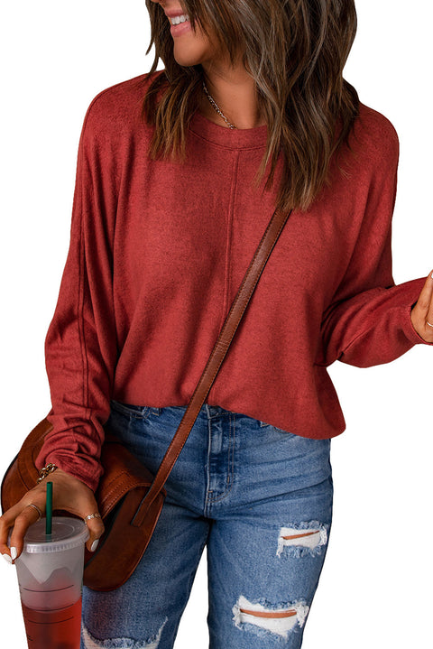 Solid Color Patchwork Long Sleeve Top